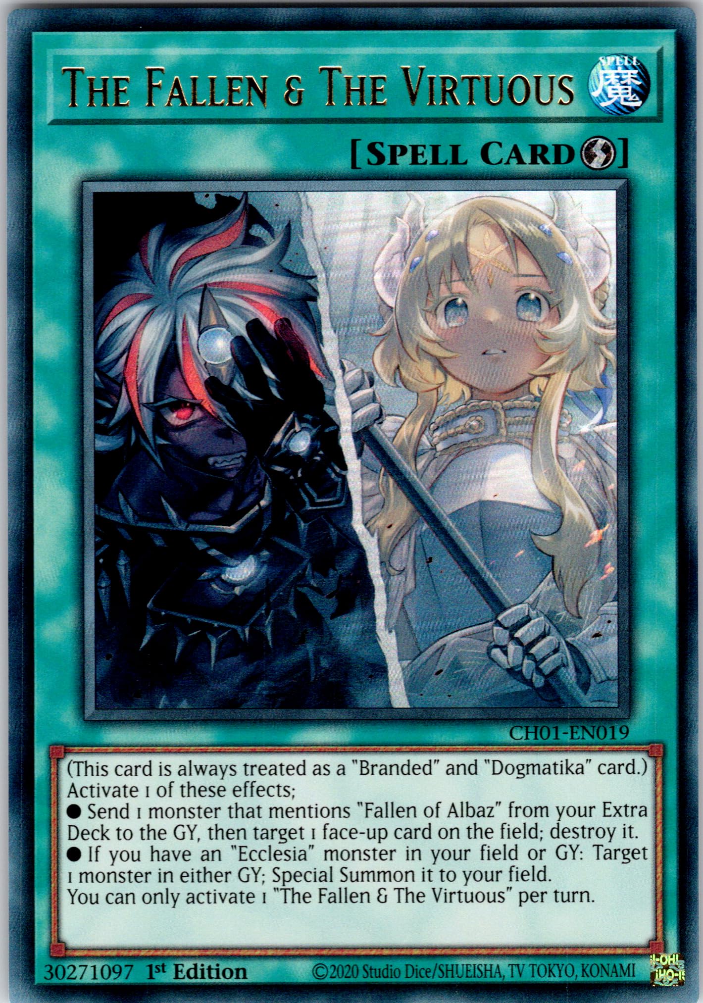 遊戯王OCG デュエルモンスターズ The Fallen & The Virtuous CH01-JP019 The Fallen & The Virtuous - CH01-EN019 - Ultra Rare - 1st Edition